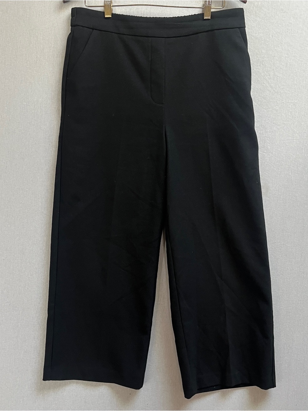 Oak and Fort Minimalist High Rise Wide Leg Trousers Black Large